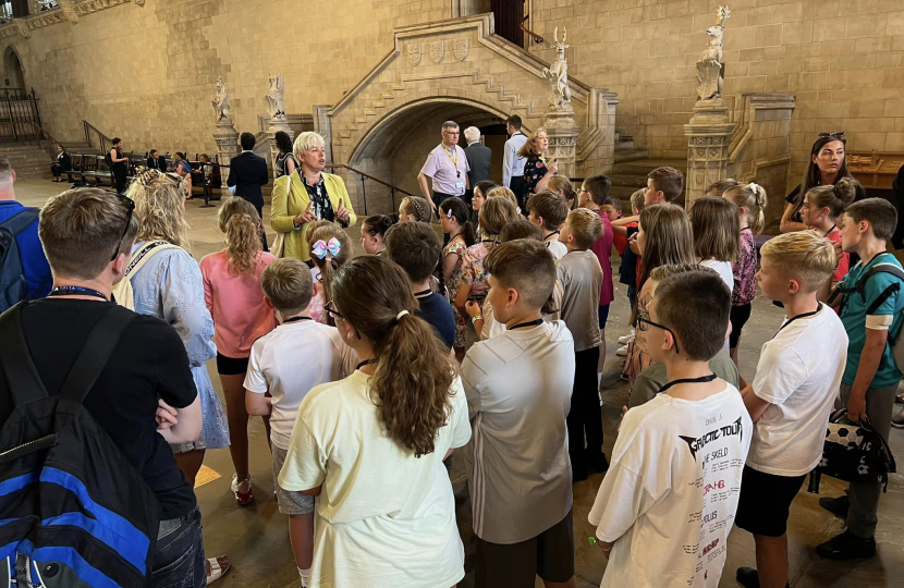 Lia talks to Wybers students in Westminster Hall